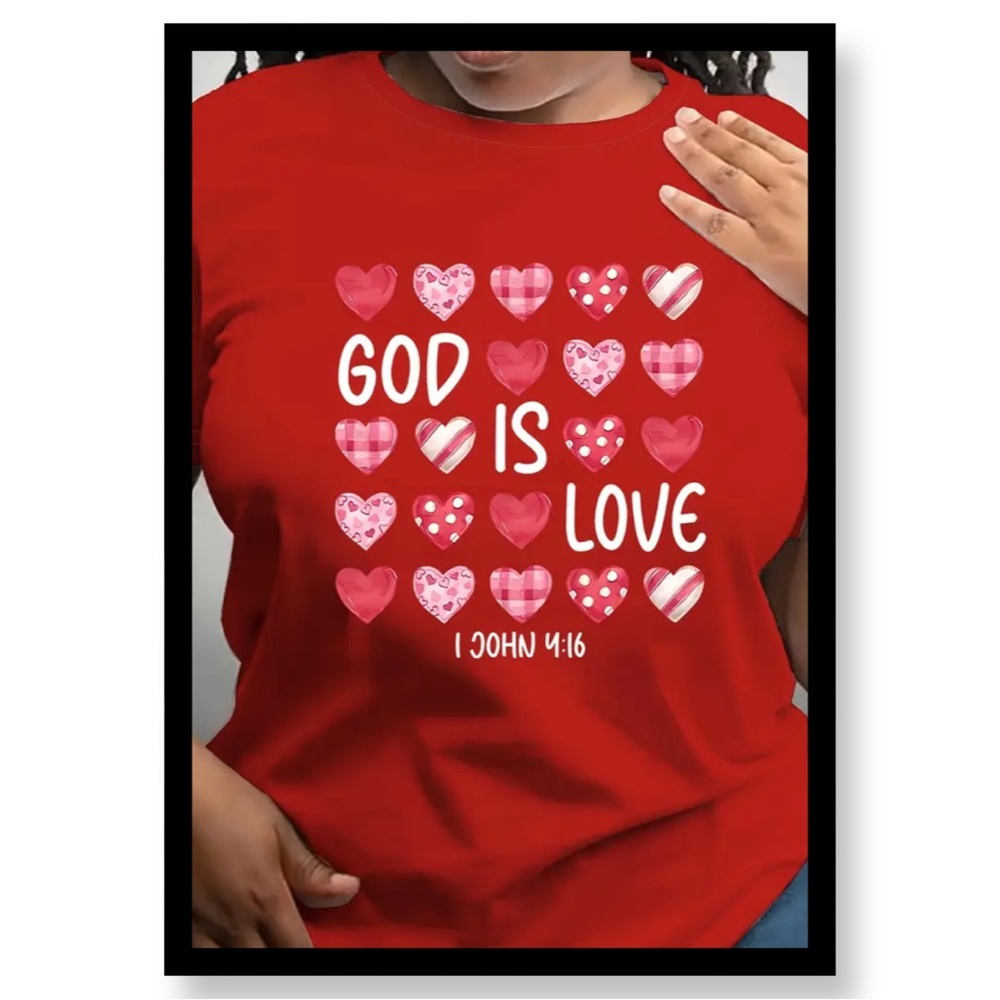 Women’s God ls Love Christian Heart T-Shirt